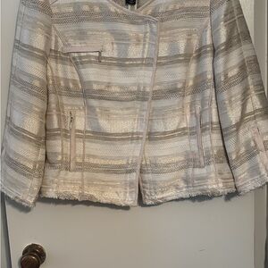 WHBM Elegant Women's Blazer - Cream and tan